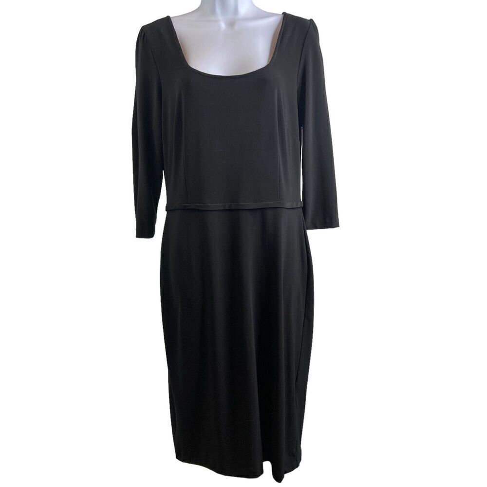 Leona Edmiston Frocks Women's Black Midi Dress Size M Office‎ Goth Witchy Career